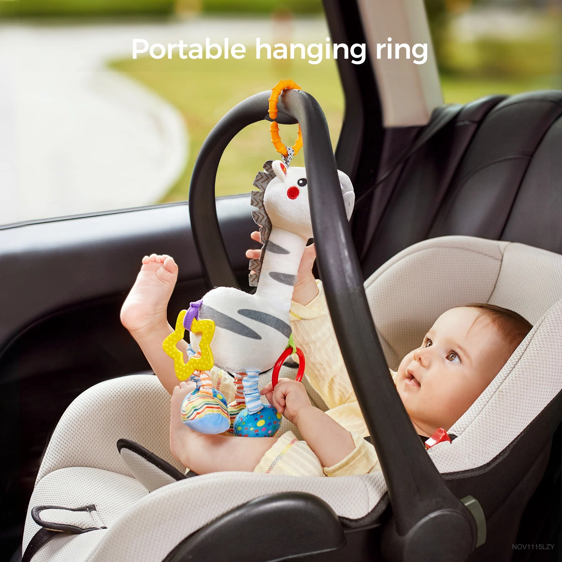 <tc>Giraffe/Zebra-Rassel aus Plüsch mit Beißring für Babys</tc>