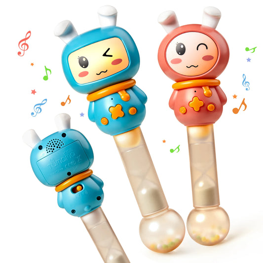Baby-Shaker-Rasselspielzeug, Musikinstrumente, sensorisches Klangspielzeug mit Licht, frühpädagogisches Spielzeug für Babys ab 6 Monaten