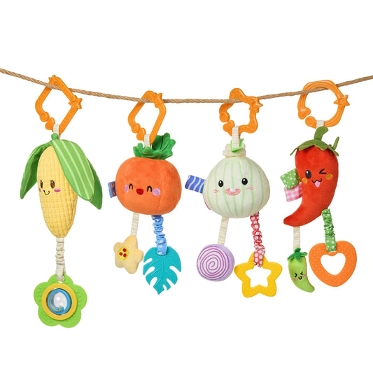 Coin, pepper, onion, pumpkin toys for infant exploration