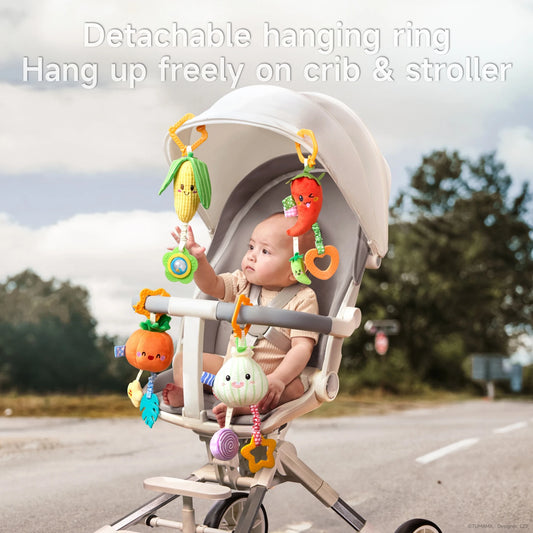 Hanging coin pepper toy for stroller adventures