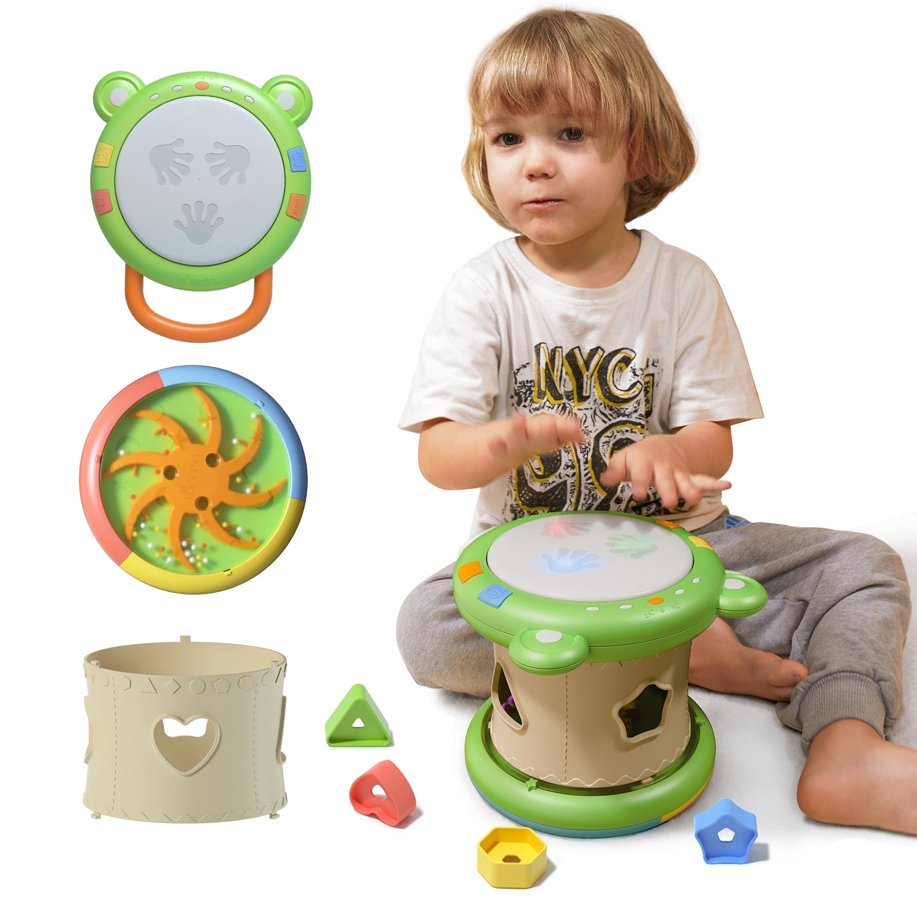 Baby-Musikspielzeug, 3-in-1-Musikinstrumente, sensorisches Spielzeug mit Licht und Geräuschen, Formsortierer, Aktivitätsmusikwürfel für Babys, Kleinkinder ab 18 Monaten