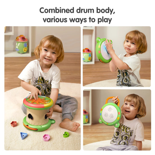 Baby-Musikspielzeug, 3-in-1-Musikinstrumente, sensorisches Spielzeug mit Licht und Geräuschen, Formsortierer, Aktivitätsmusikwürfel für Babys, Kleinkinder ab 18 Monaten