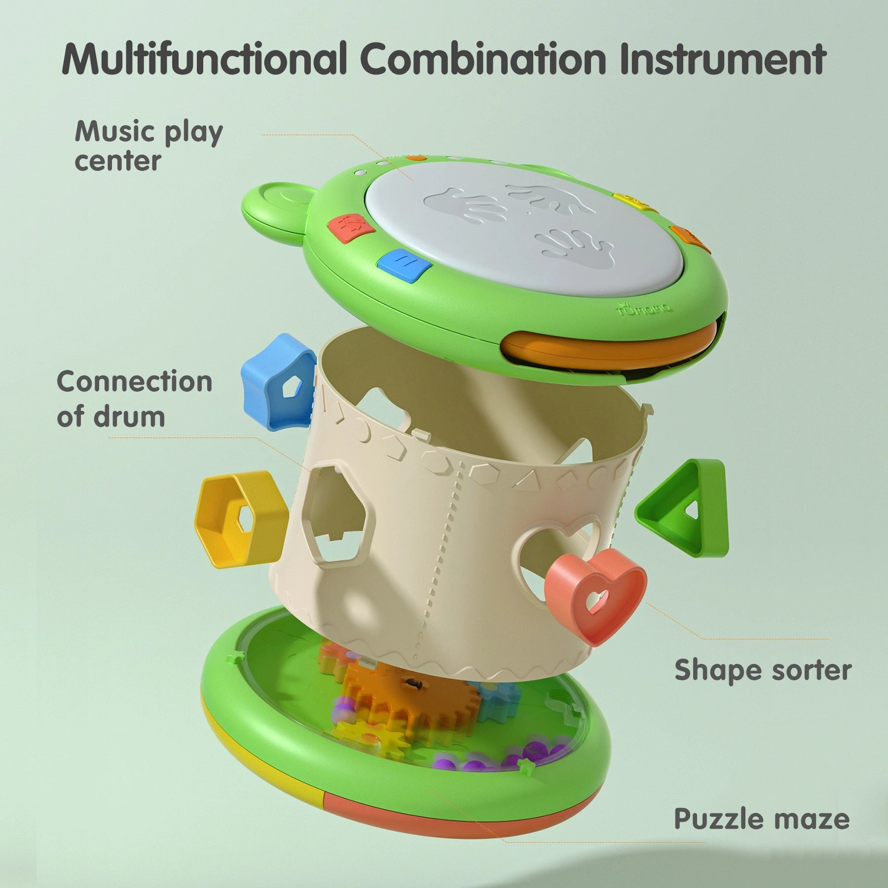 Baby-Musikspielzeug, 3-in-1-Musikinstrumente, sensorisches Spielzeug mit Licht und Geräuschen, Formsortierer, Aktivitätsmusikwürfel für Babys, Kleinkinder ab 18 Monaten