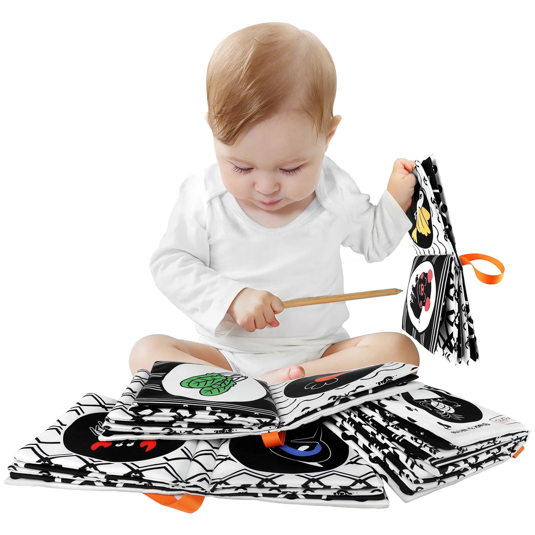 <tc>Kontrastbuch aus Stoff für Babys – Schwarz-Weiß, Fördert Visuelle Entwicklung</tc>