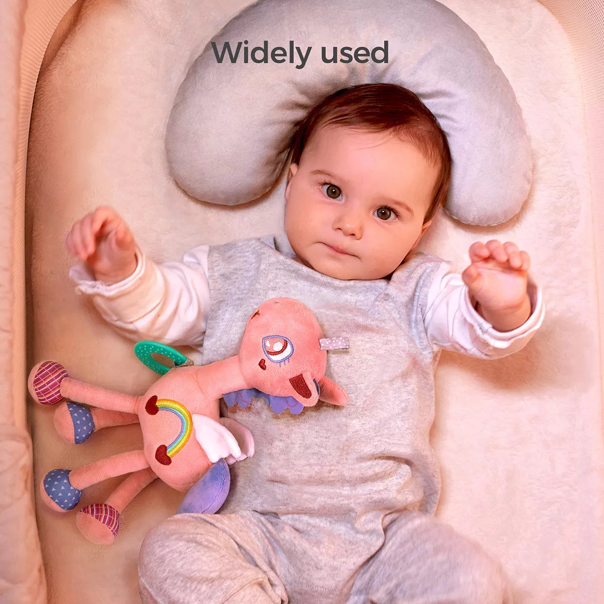 <tc>Träumendes Rosa Pferd Kinderwagen-Spielzeug mit Rassel und Beißring</tc>
