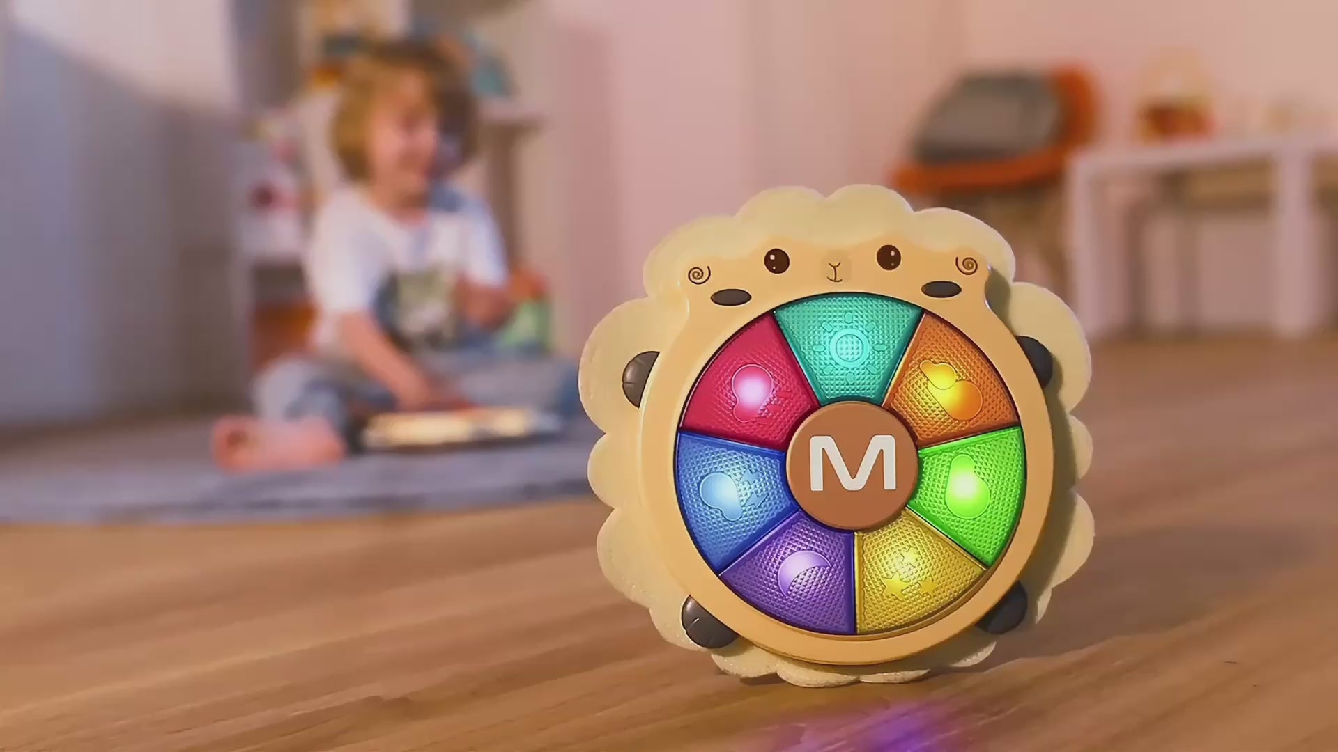 Little-girl-playing-with-her-musical-drum-toy-in-her-room