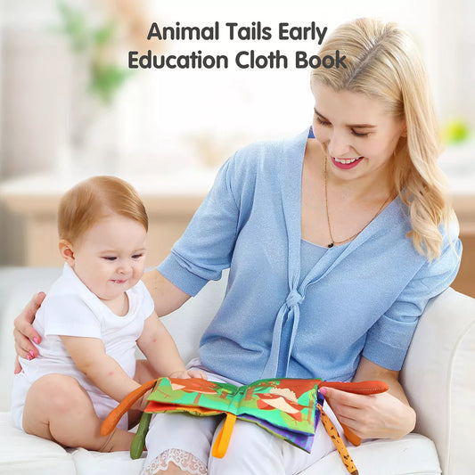 Stoffbücher, sensorisches Buchspielzeug, weiche Dschungelschwänze, Quietscher und Knistergeräusche, geschäftiges Buch-Lernspielzeug für Babys, Kleinkinder ab 3 Monaten