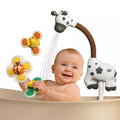 Baby-Badespielzeug-Duschkopf mit Spinnerspielzeug, Aufziehspielzeug, Zebra-Badewannenwasserpumpe für Kleinkinder ab 18 Monaten