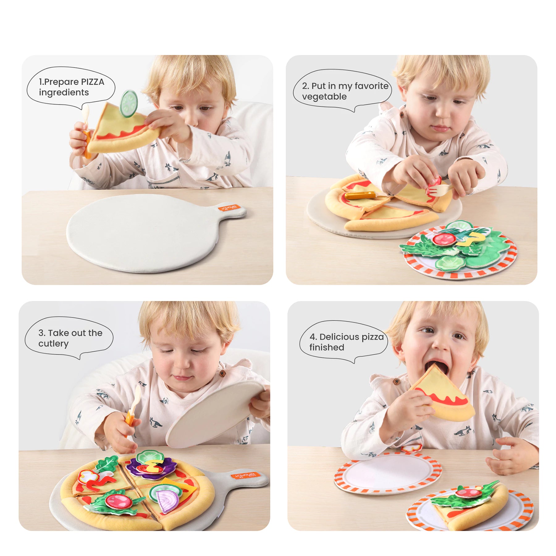 Simulation pizza salad steak play set for interactive learning