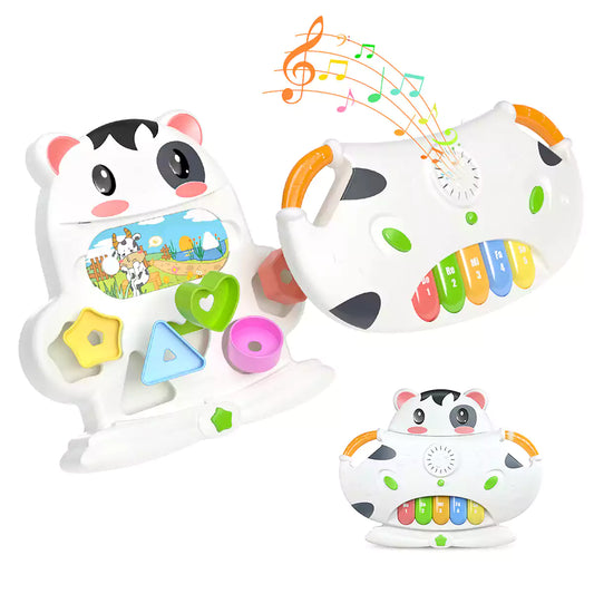 Musikalisches Babyspielzeug, Kuh-Klavierspielzeug, interaktives Frühlern-Licht- und Klangspielzeug, Musikinstrumentenspielzeug für Babys, Kleinkinder ab 3 Monaten