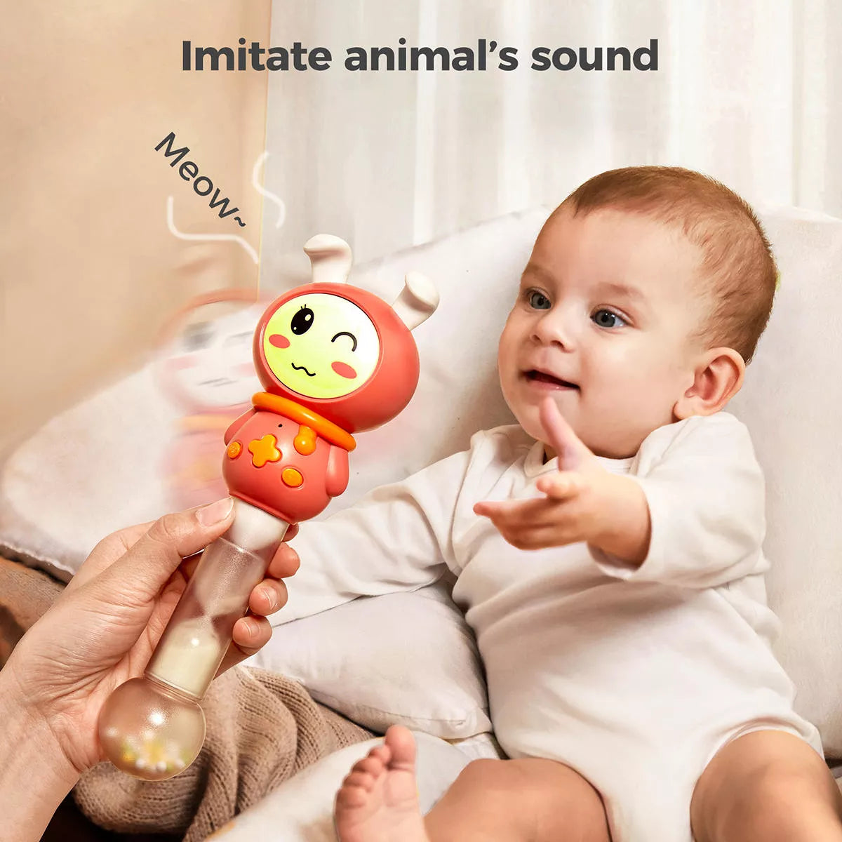 Baby-Shaker-Rasselspielzeug, Musikinstrumente, sensorisches Klangspielzeug mit Licht, frühpädagogisches Spielzeug für Babys ab 6 Monaten