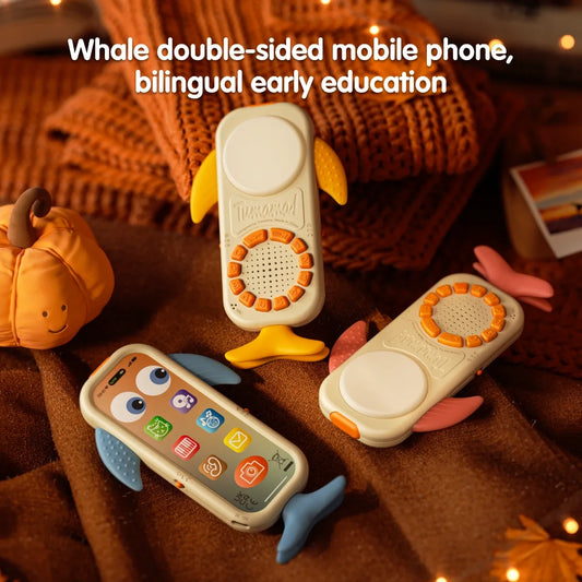 Baby-Touch-Telefonspielzeug, doppelseitig, wiederaufladbares Akku-Lernspielzeug mit Geräuschen, Lernspielzeug für Kleinkinder ab 18 Monaten