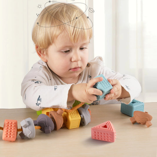 Tactile play with soft building blocks for kids' development